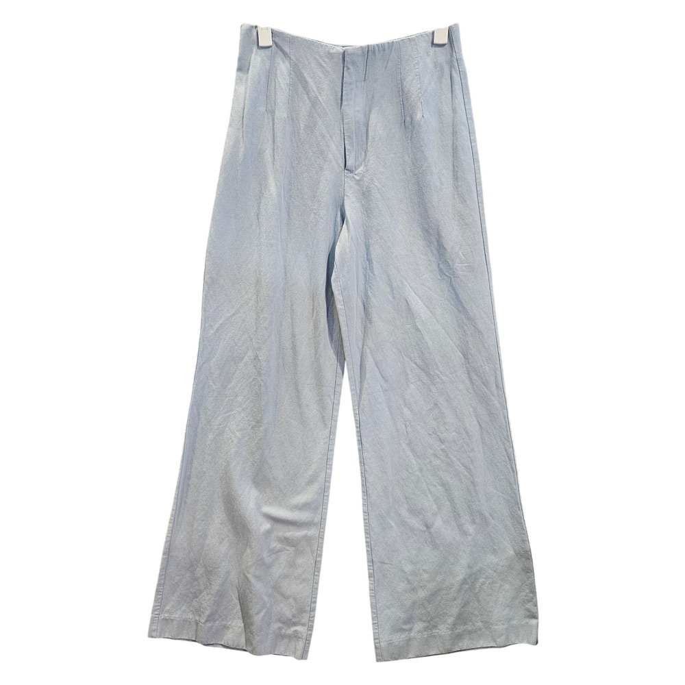 ZARA Sz S Wide Leg‎ High Waisted Linen Blend Pant  #452